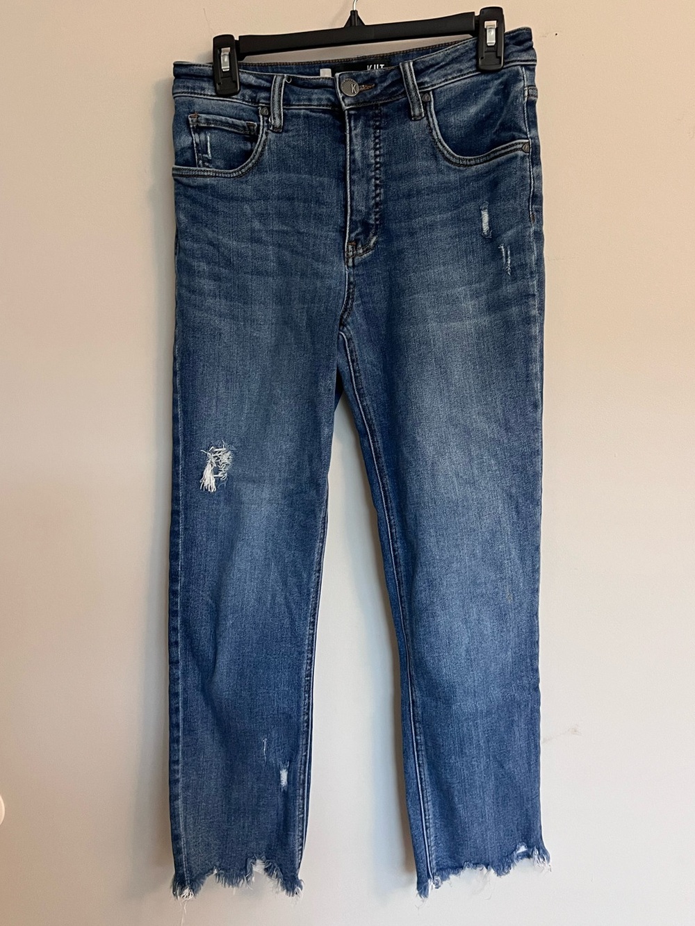 Kut from the Kloth Slim Straight Distressed Blue Jeans